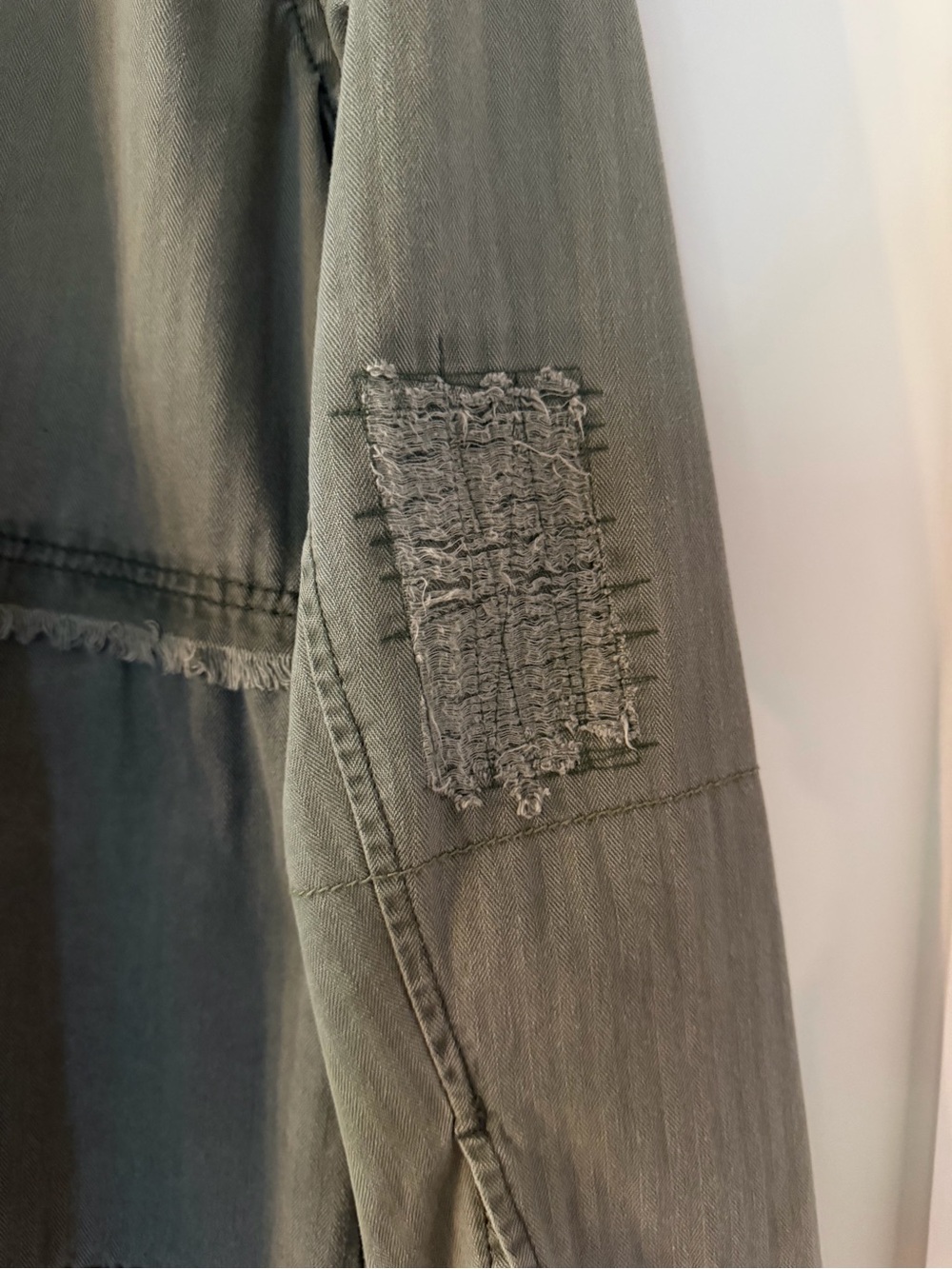 Free People Forever Free Military Tiered Jacket in Khaki with Olive Green Wash - Picture 6 of 7